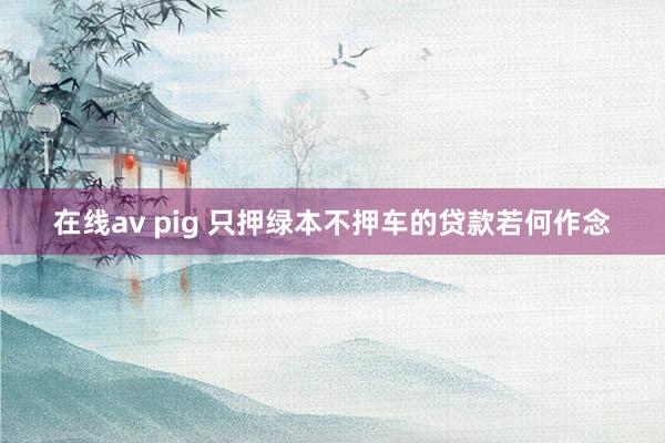 在线av pig 只押绿本不押车的贷款若何作念