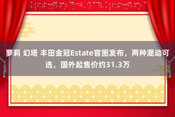 萝莉 幻塔 丰田金冠Estate官图发布，两种混动可选，国外起售价约31.3万