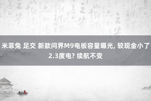 米菲兔 足交 新款问界M9电板容量曝光, 较现金小了2.3度电? 续航不变