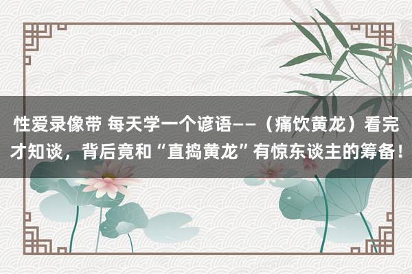 性爱录像带 每天学一个谚语——（痛饮黄龙）看完才知谈，背后竟和“直捣黄龙”有惊东谈主的筹备！