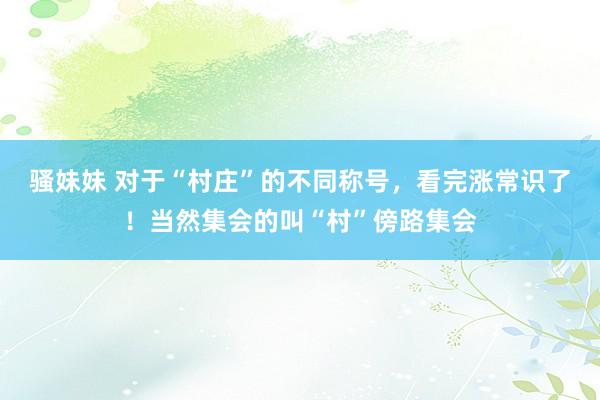 骚妹妹 对于“村庄”的不同称号，看完涨常识了！当然集会的叫“村”傍路集会