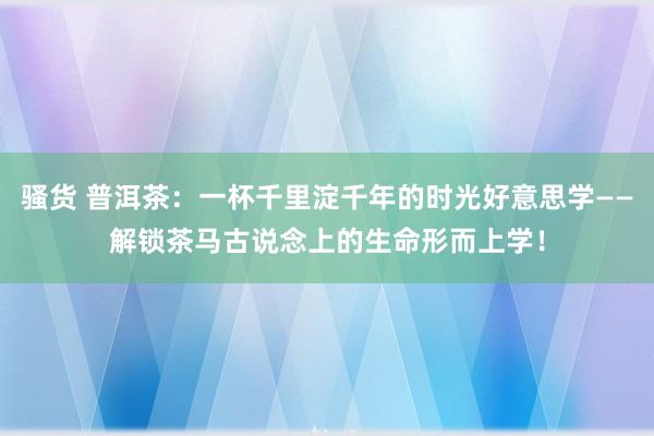 骚货 普洱茶：一杯千里淀千年的时光好意思学——解锁茶马古说念上的生命形而上学！