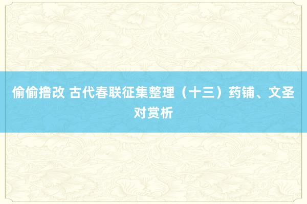偷偷撸改 古代春联征集整理（十三）药铺、文圣对赏析
