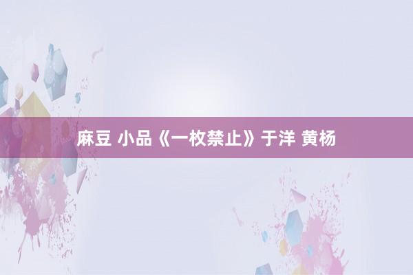 麻豆 小品《一枚禁止》于洋 黄杨