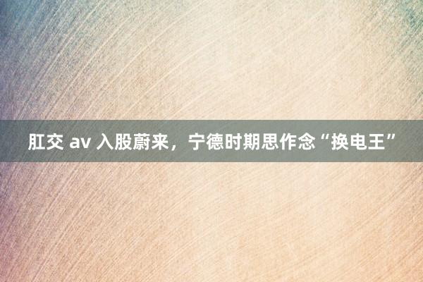 肛交 av 入股蔚来，宁德时期思作念“换电王”